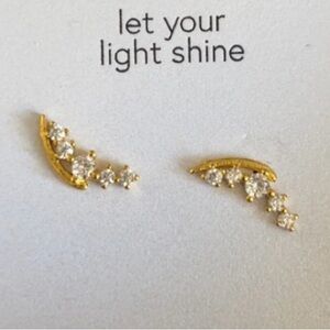 Elegant Gold and Zirconia Climber Earrings